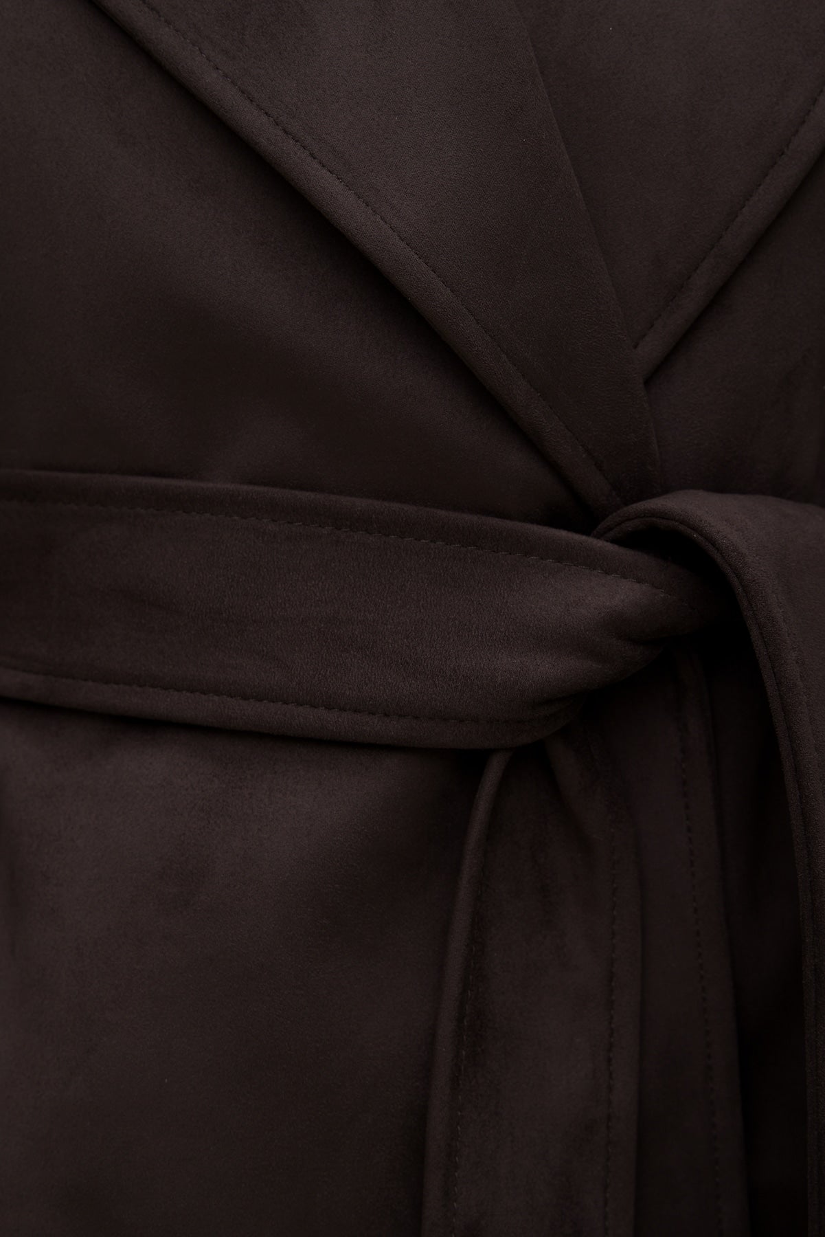 Cropped Faux Suede Trench Coat Brown - Dynamite