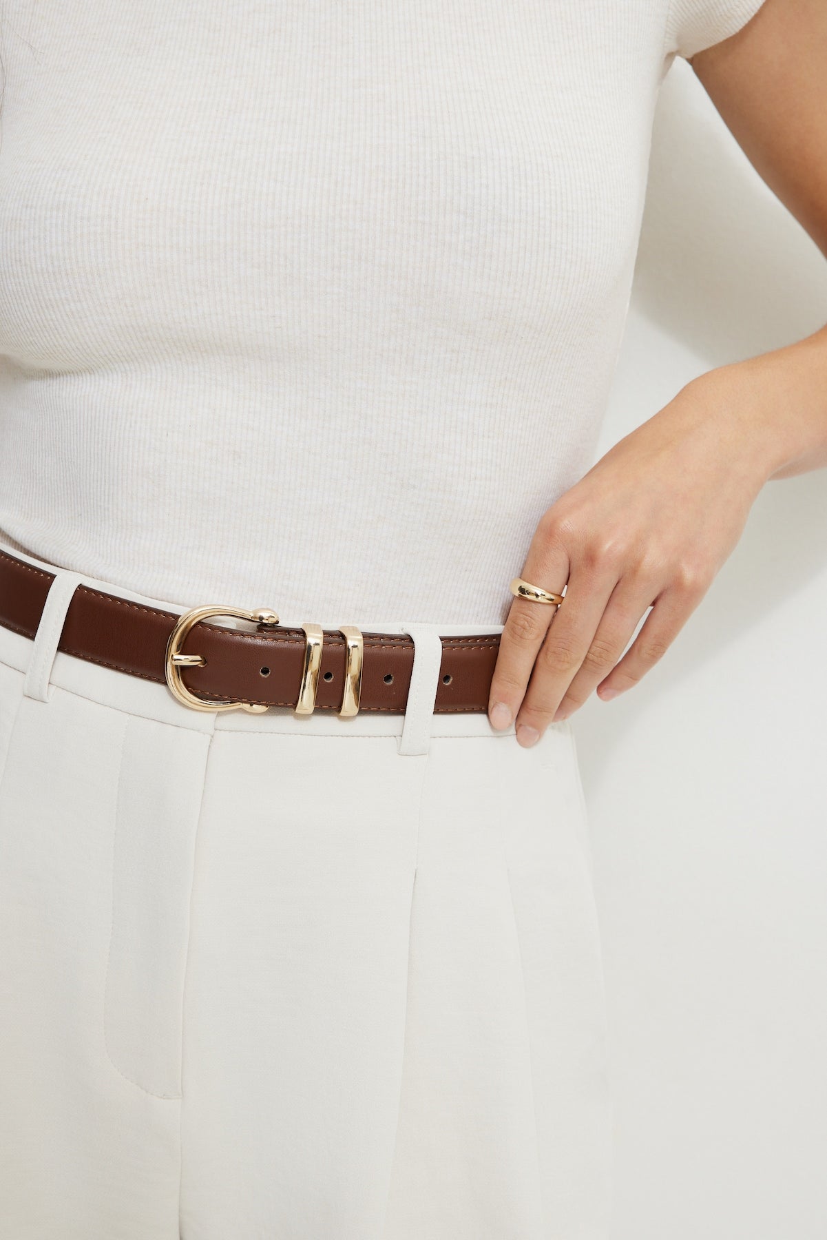 Classic Faux Leather Belt Brown - Dynamite