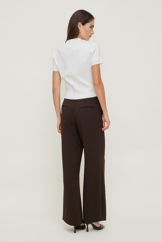 Yasmin Airflow Straight Leg Pants Brown - Dynamite