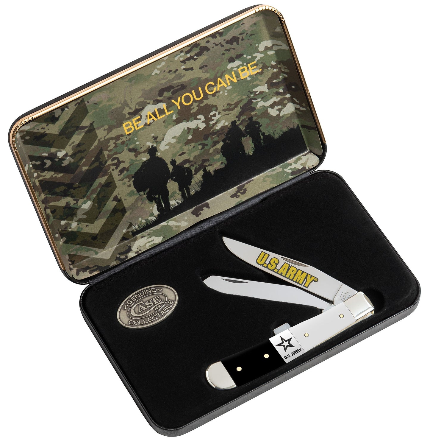 Case Knives U.S. Army Smooth Black/White Synthetic Trapper Gift Set