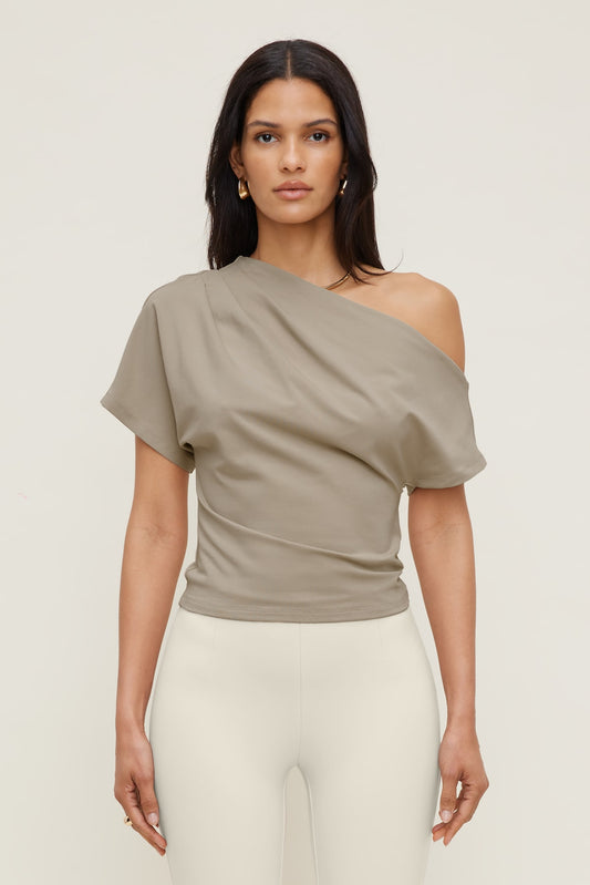 Alexa Cotton Spandex T Shirt Beige - Dynamite