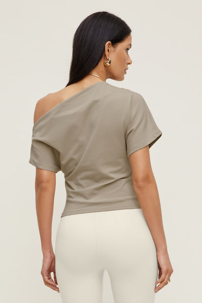 Alexa Cotton Spandex T Shirt Beige - Dynamite