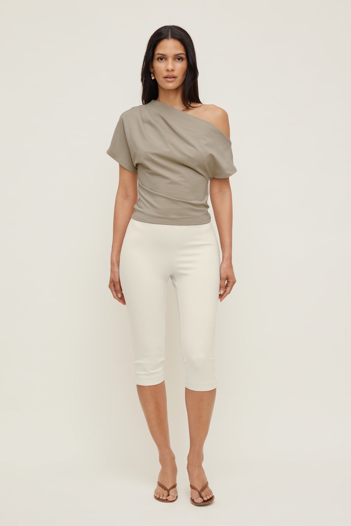 Alexa Cotton Spandex T Shirt Beige - Dynamite