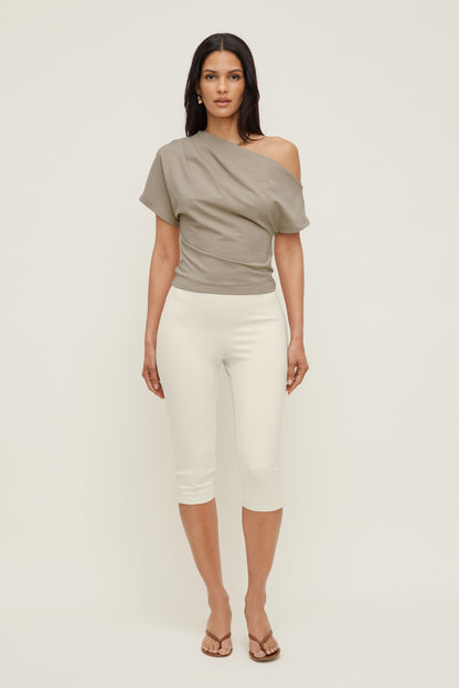 Alexa Cotton Spandex T Shirt Beige - Dynamite