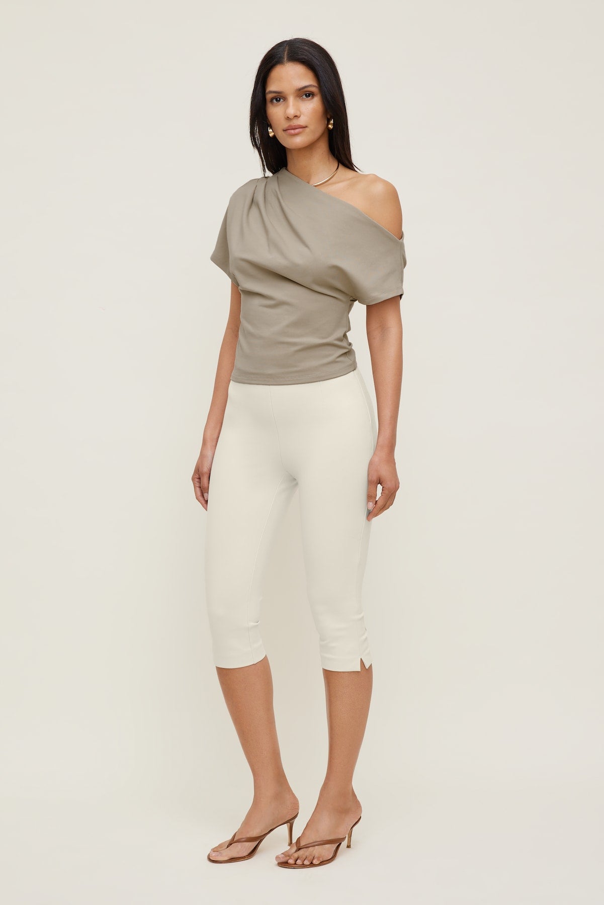 Alexa Cotton Spandex T Shirt Beige - Dynamite