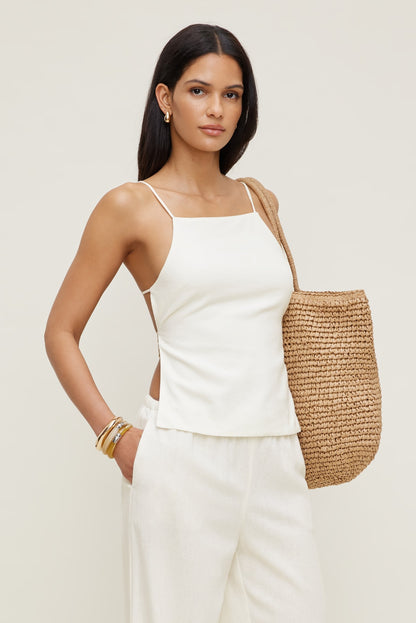 Linen Apron Top White - Dynamite