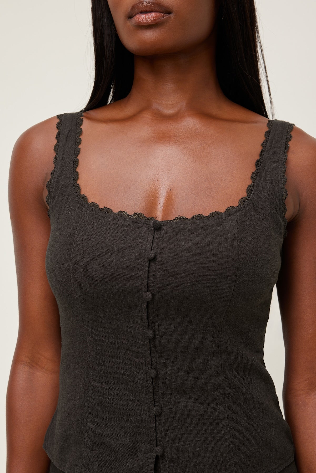 Linen Tank Top Brown - Dynamite