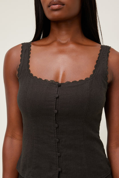 Linen Tank Top Brown - Dynamite