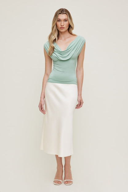 Draped Scoop Neck Top Blue - Dynamite