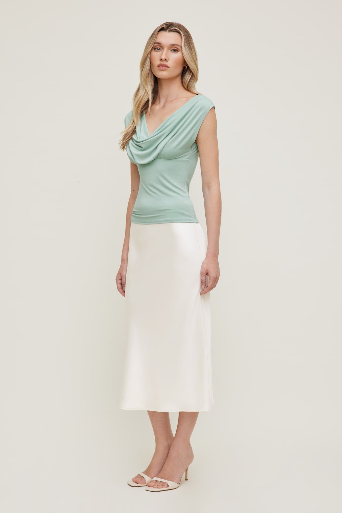 Draped Scoop Neck Top Blue - Dynamite