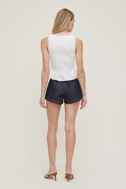 Shirred Poplin Tank Top White - Dynamite