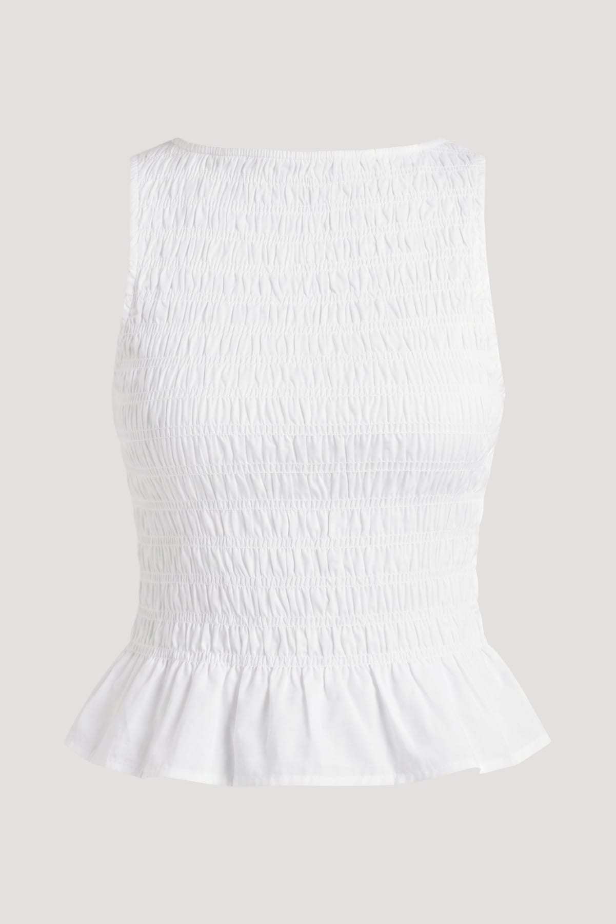 Shirred Poplin Tank Top White - Dynamite
