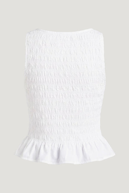 Shirred Poplin Tank Top White - Dynamite