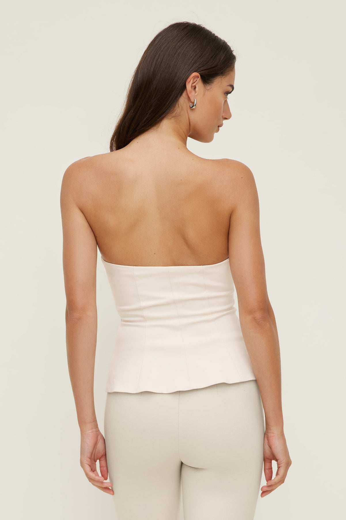 Peplum Bustier Top Beige - Dynamite