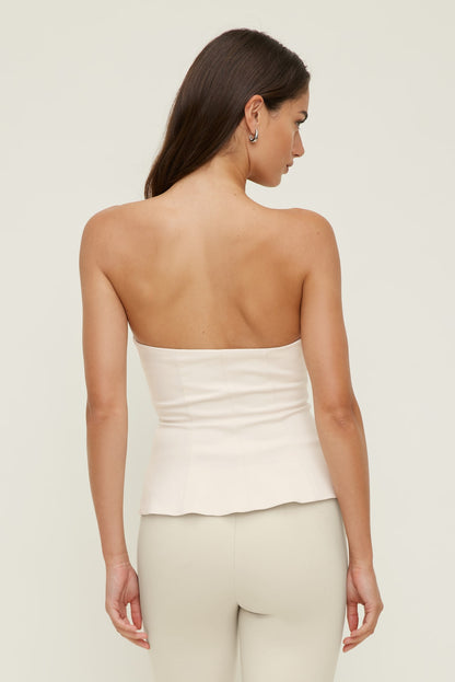 Peplum Bustier Top Beige - Dynamite
