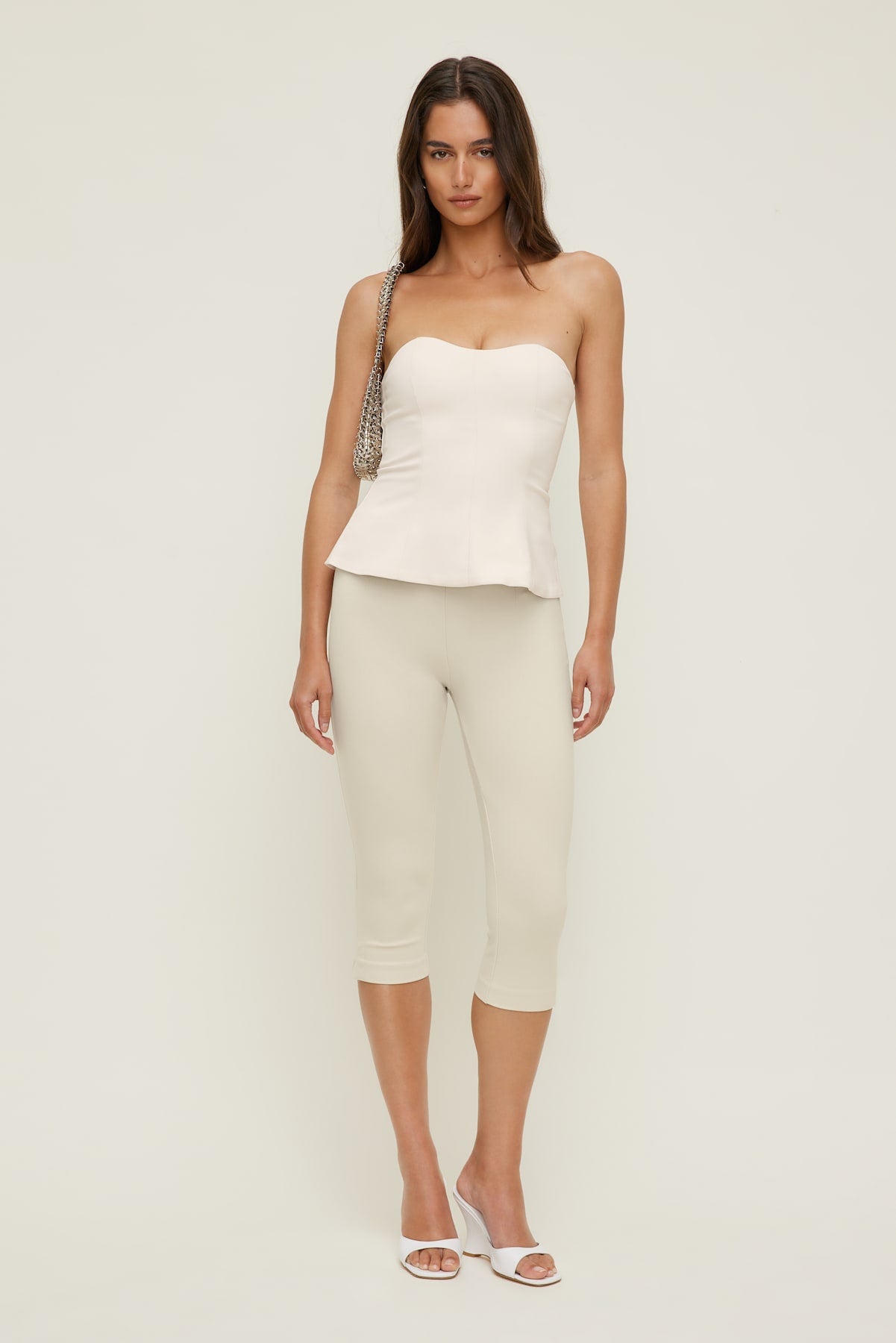 Peplum Bustier Top Beige - Dynamite