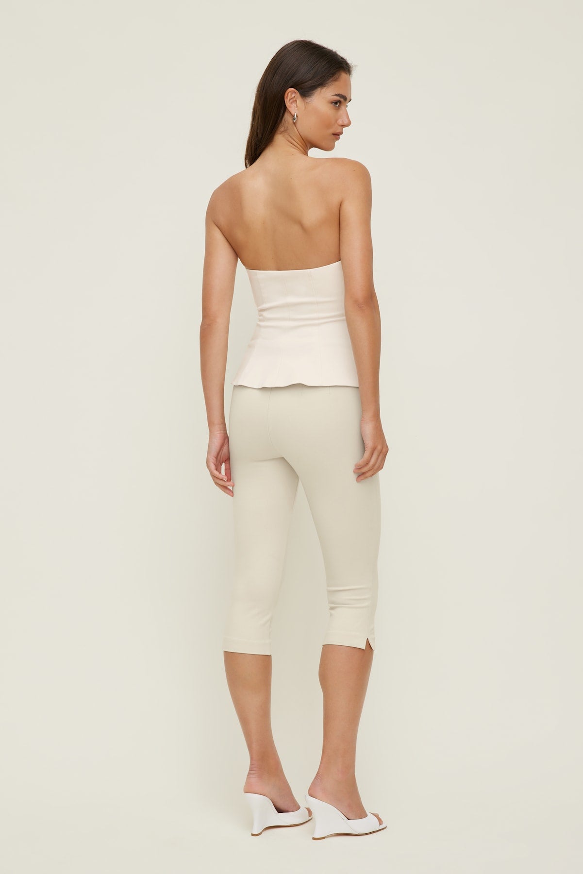 Peplum Bustier Top Beige - Dynamite