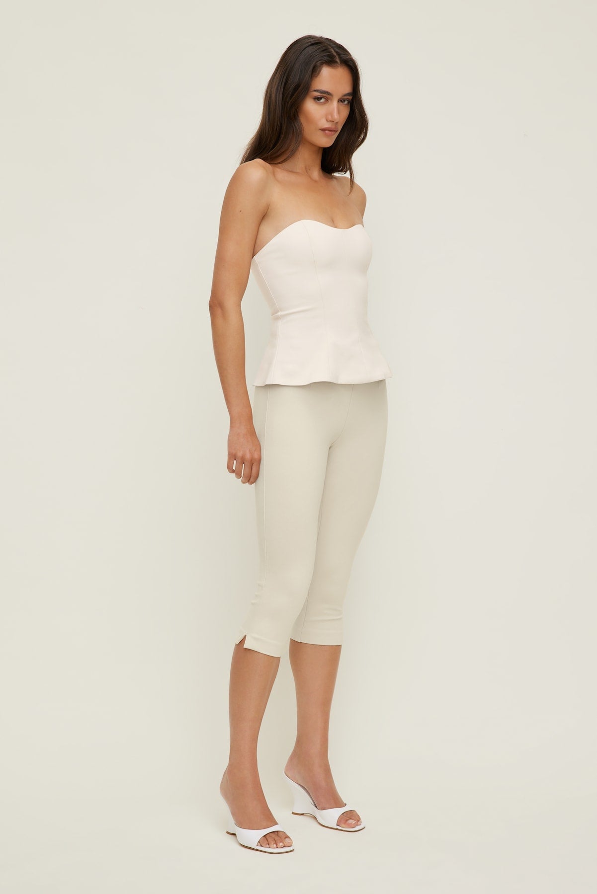 Peplum Bustier Top Beige - Dynamite