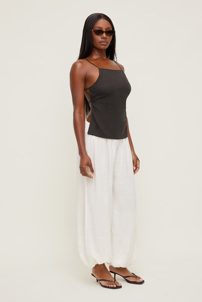 Linen Apron Top Brown - Dynamite