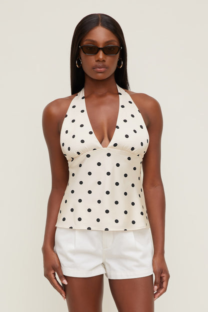 Vea Satin Halter Top Black - Dynamite