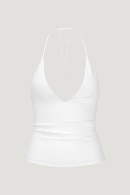 Sculpt Plunge Halter Top White - Dynamite