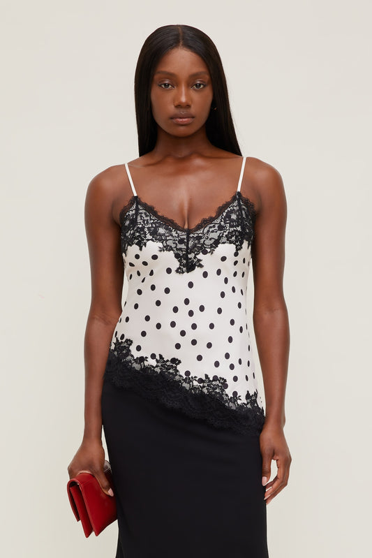 Cassie Asymmetric Lace Satin Cami Beige - Dynamite