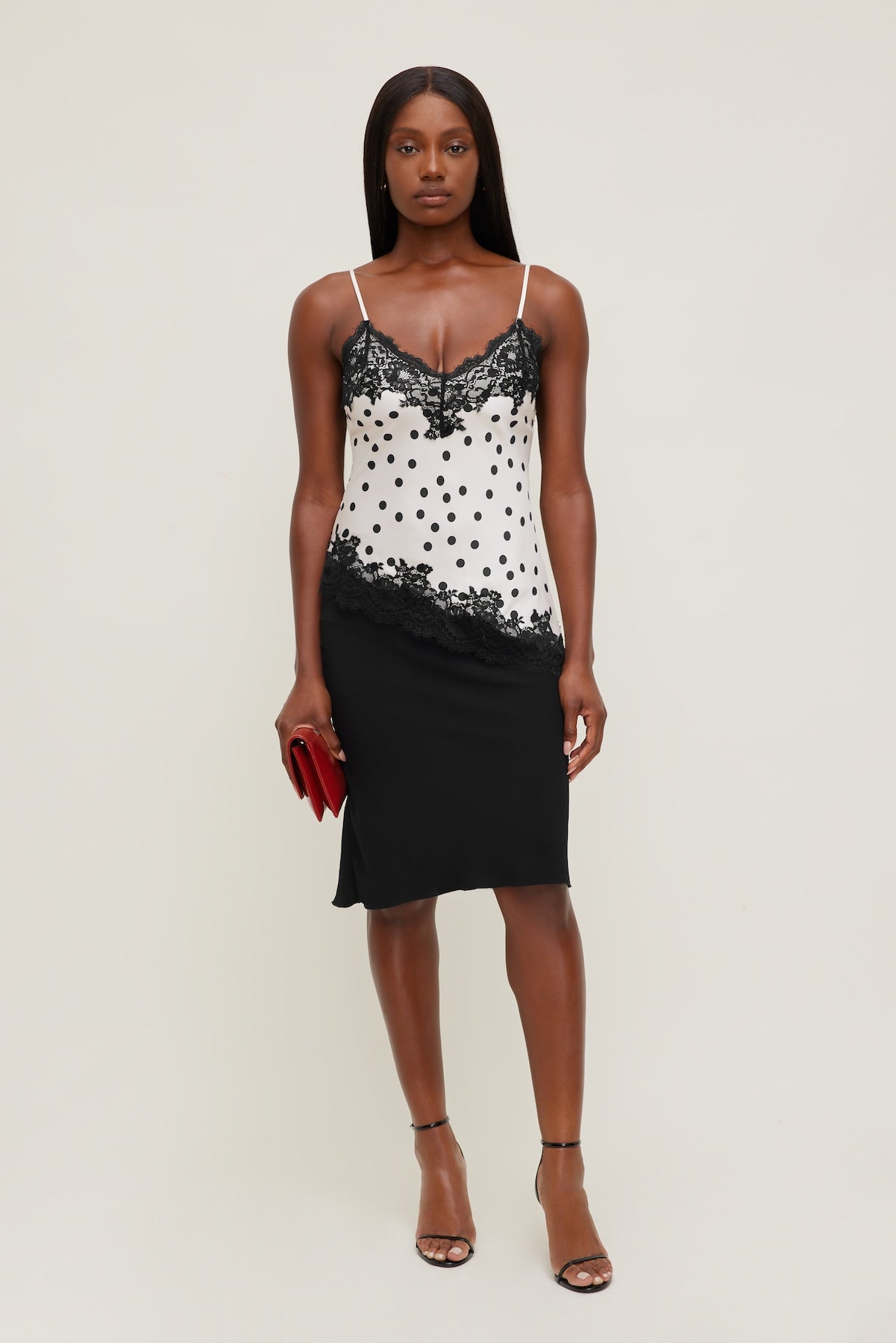 Cassie Asymmetric Lace Satin Cami Beige - Dynamite