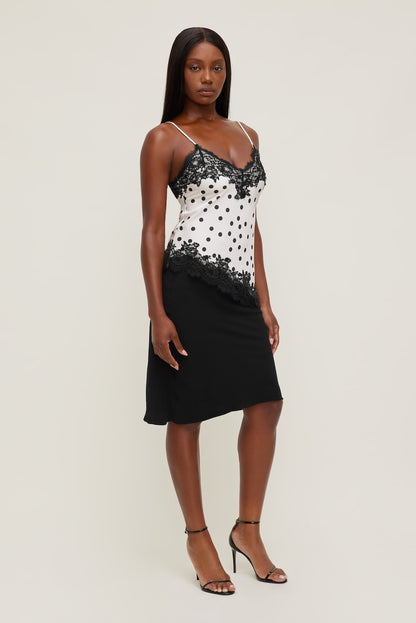 Cassie Asymmetric Lace Satin Cami Beige - Dynamite