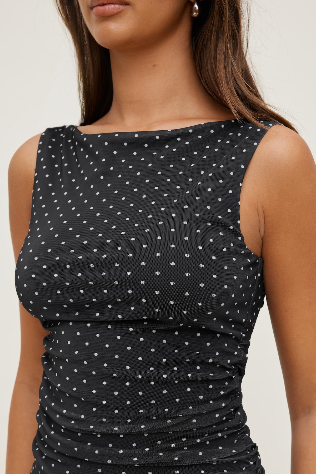 Nola Printed Mesh Tank Top Black - Dynamite