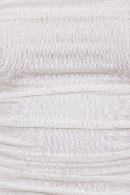 Ruched Mesh Tank Top White - Dynamite