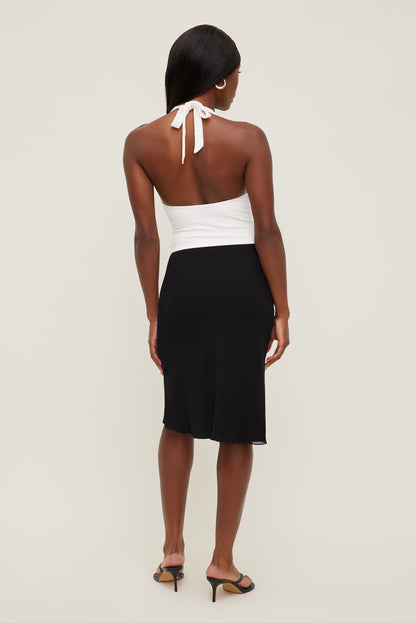 Textured Plunge Halter Top White - Dynamite