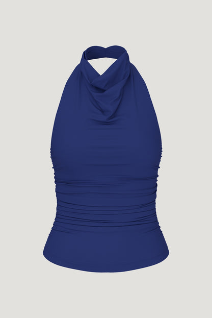 Sculpt Cowl Halter Top Blue - Dynamite