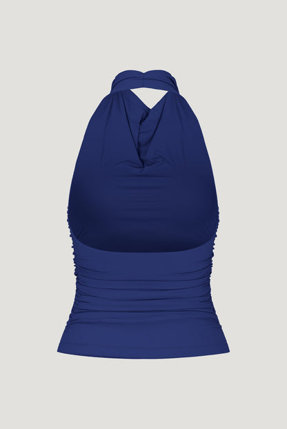 Sculpt Cowl Halter Top Blue - Dynamite
