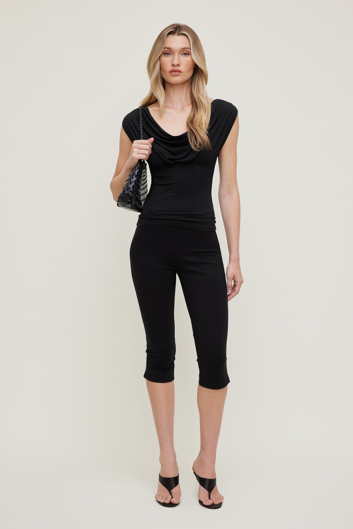 Draped Scoop Neck Top Black - Dynamite