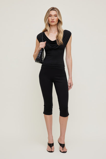 Draped Scoop Neck Top Black - Dynamite