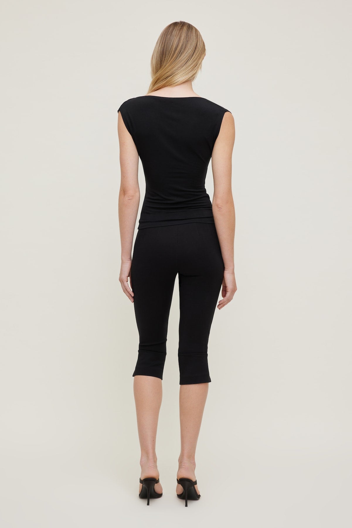 Draped Scoop Neck Top Black - Dynamite