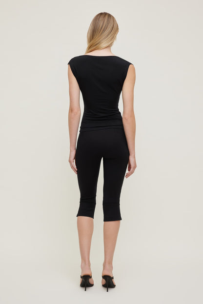 Draped Scoop Neck Top Black - Dynamite