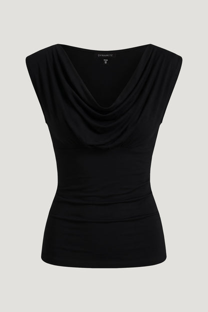 Draped Scoop Neck Top Black - Dynamite