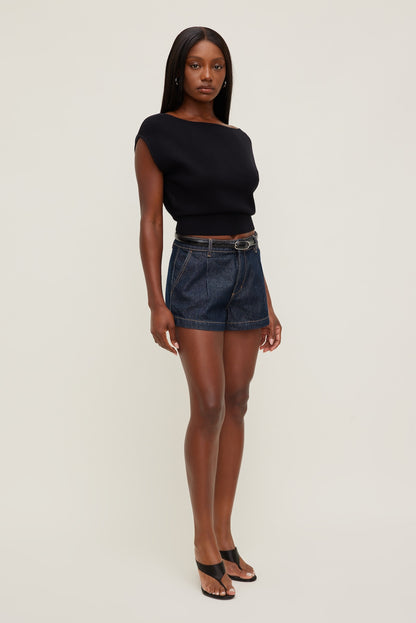 Aria Boat Neck Sweater  Black - Dynamite