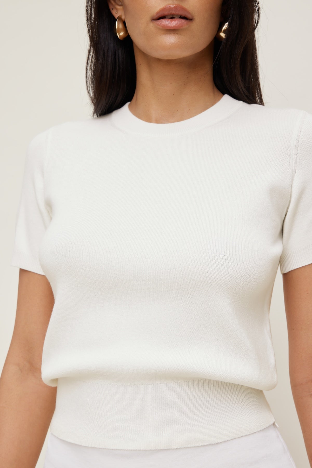 Clara Short Sleeve Sweater White - Dynamite