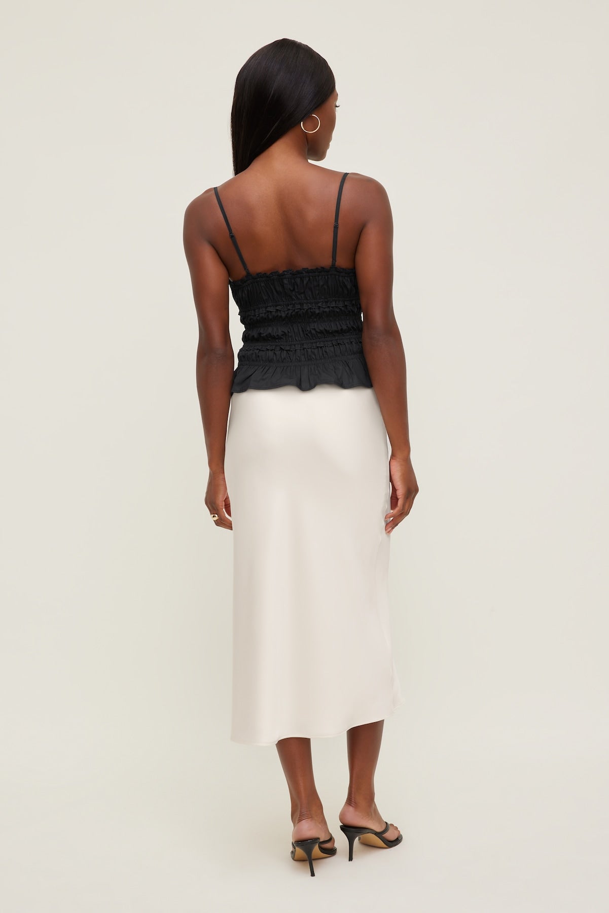 Smocked Poplin Cami Top BLACK - Dynamite