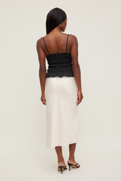 Smocked Poplin Cami Top BLACK - Dynamite