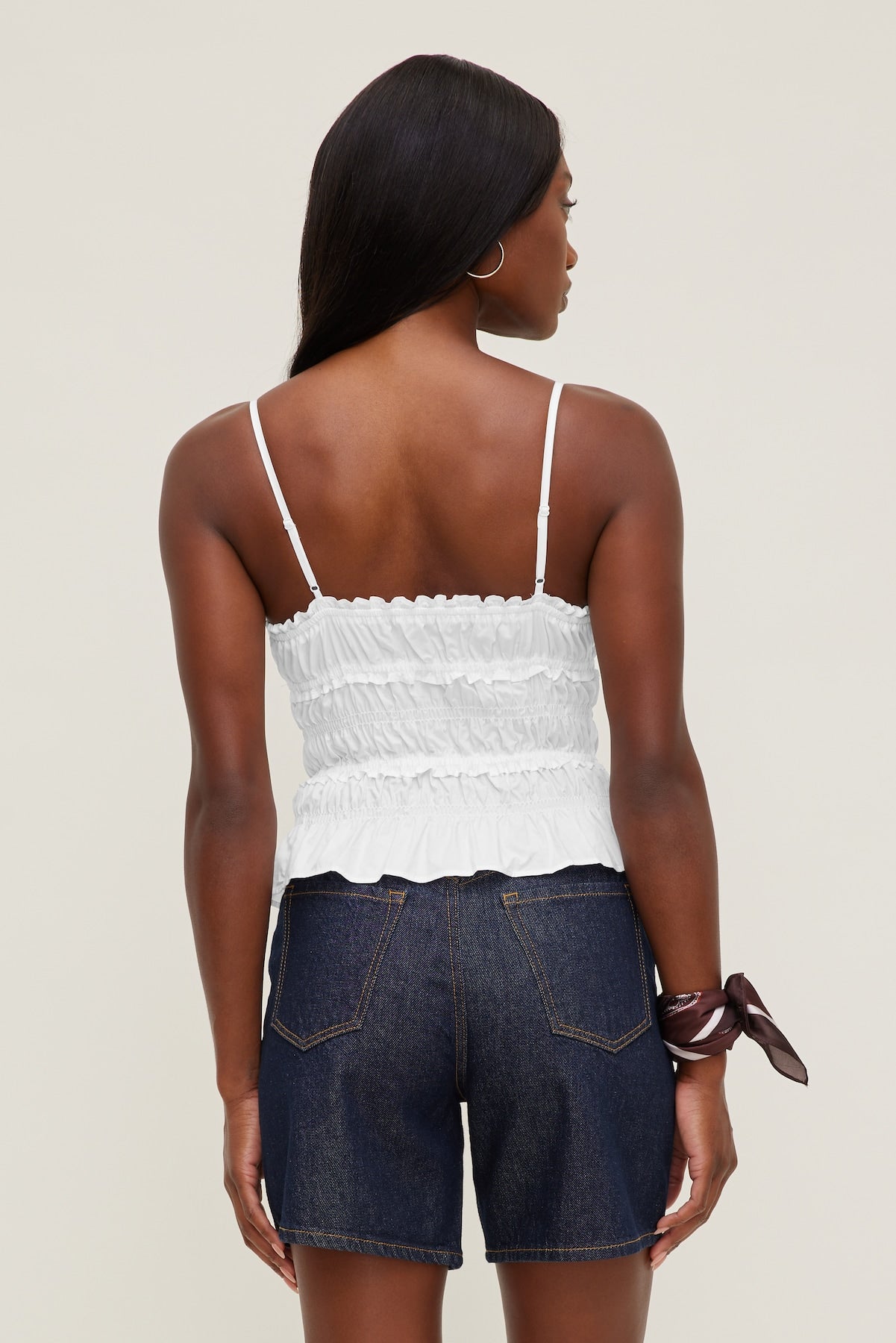 Smocked Poplin Cami Top White - Dynamite