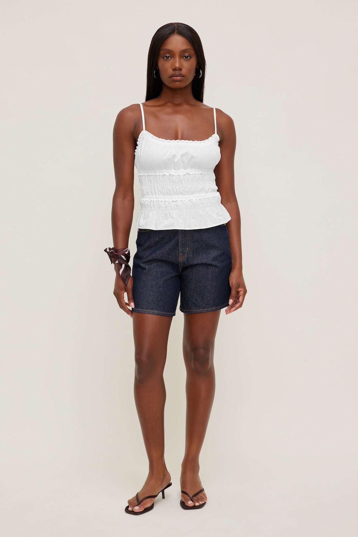 Smocked Poplin Cami Top White - Dynamite
