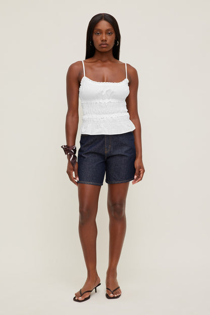 Smocked Poplin Cami Top White - Dynamite