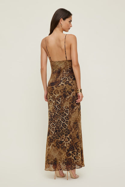 Lace Trim Maxi Dress Brown - Dynamite