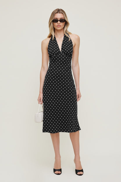 Elena Halter Midi Dress Black - Dynamite