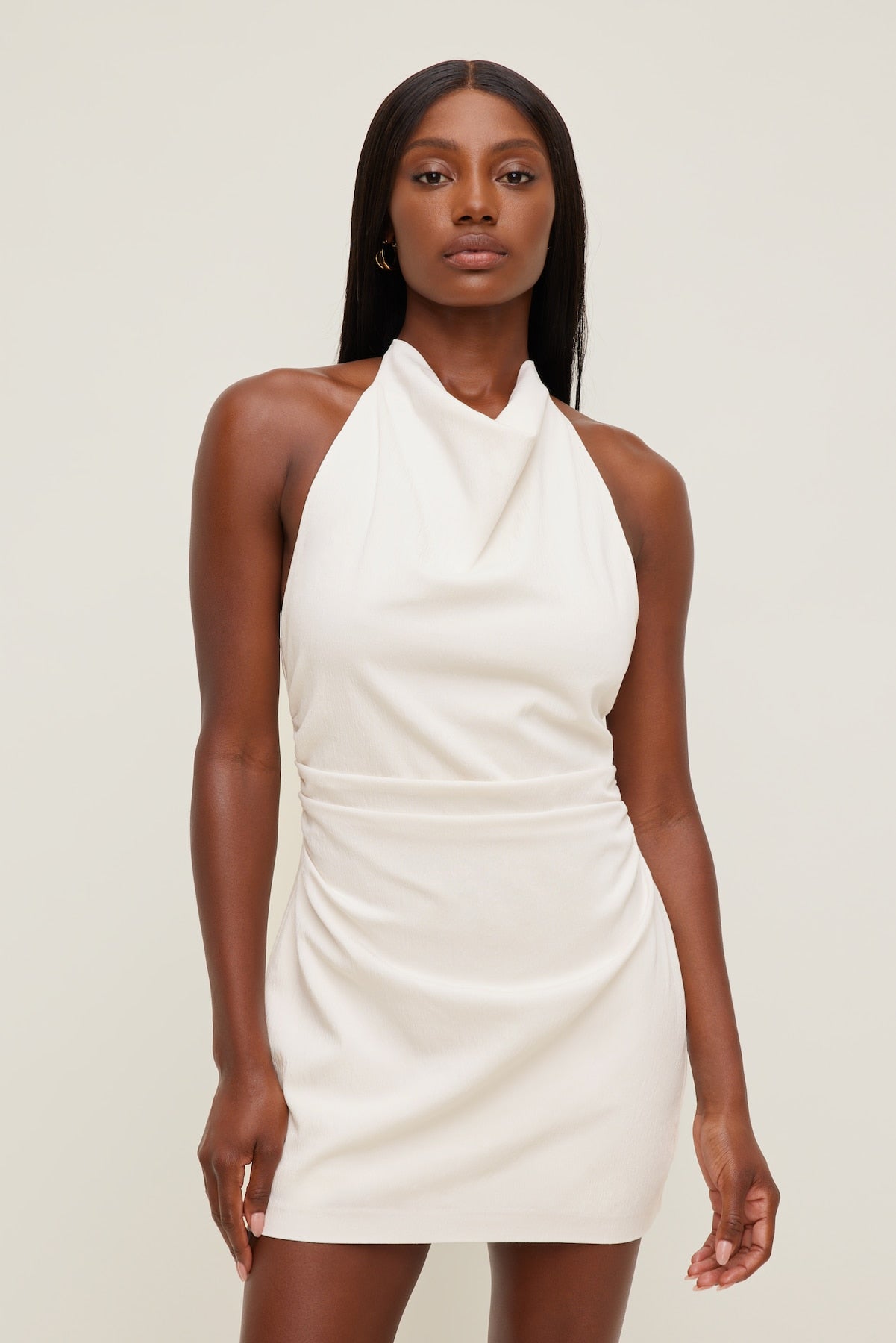 Cowl Halter Mini Dress Beige - Dynamite