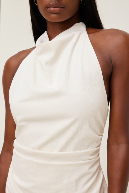Cowl Halter Mini Dress Beige - Dynamite