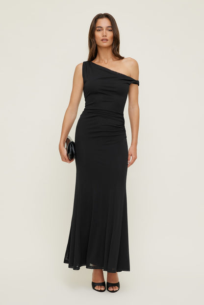 Kristina Mesh Maxi Dress Black - Dynamite
